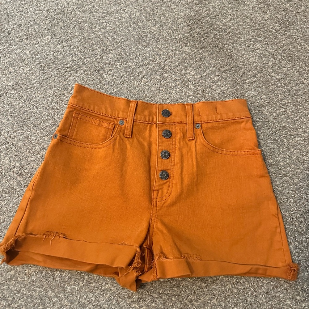 Madewell High Rise Demin Short, Size 24, burnt orange